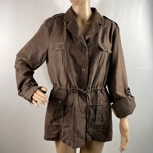 ❤️Last Chance Madison Hill  brown linen blend long sleeve utility jacket size 10